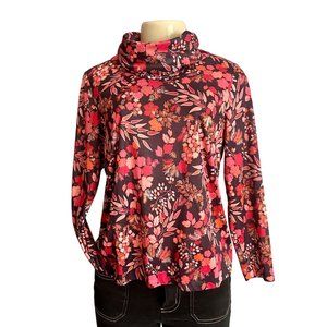 Vintage 1970s Blouse by Martha Manning Women Top Brown Red Orange size M 70s.